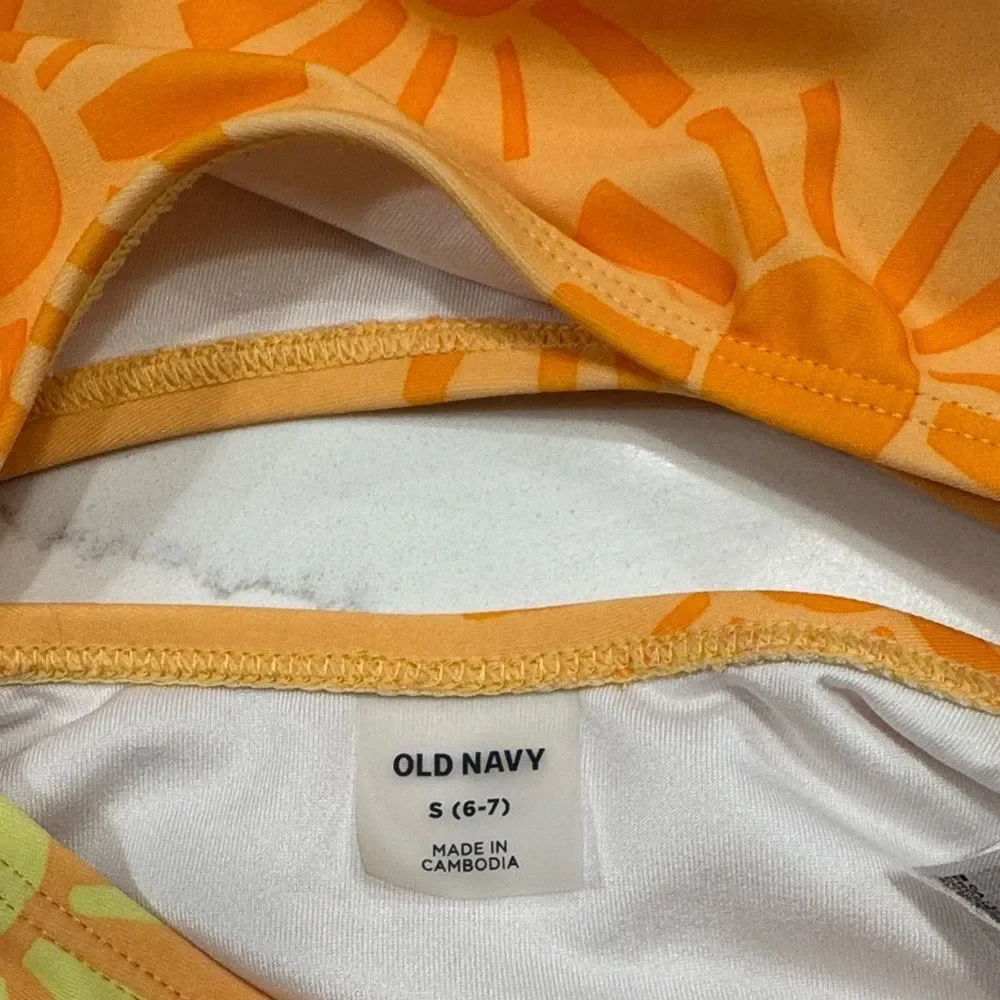 Old Navy Kids One Piece Swimwear - Orange and Yellow Sunburst